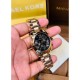 MICHEAL KORS LADIES WATCH WITH ROSEGOLD BODY AND BLACK DIAL ALSO WITH DATE